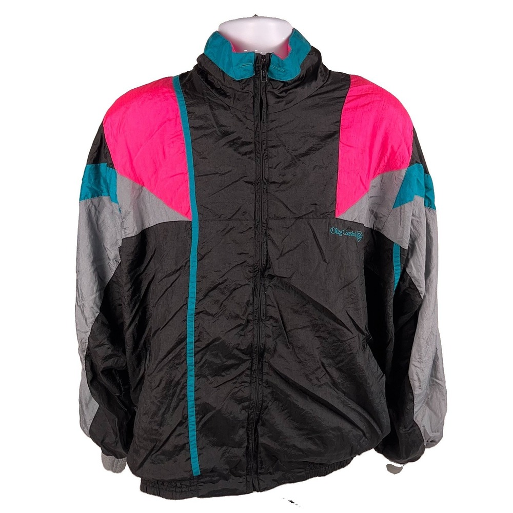 Vintage Oleg‎ Cassini Colorblock Nylon Windbreaker or Track Jacket Men's Size XL